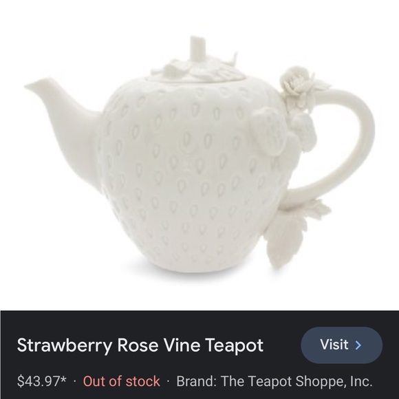 Grace’s Teawear Strawberry Rose Vine Teapot - Picture 6 of 6